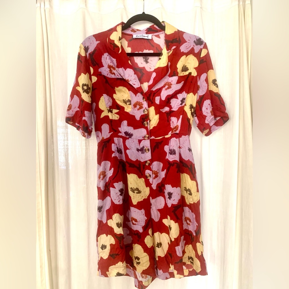 Rachel Antonoff Peri Romper in Red Poppy